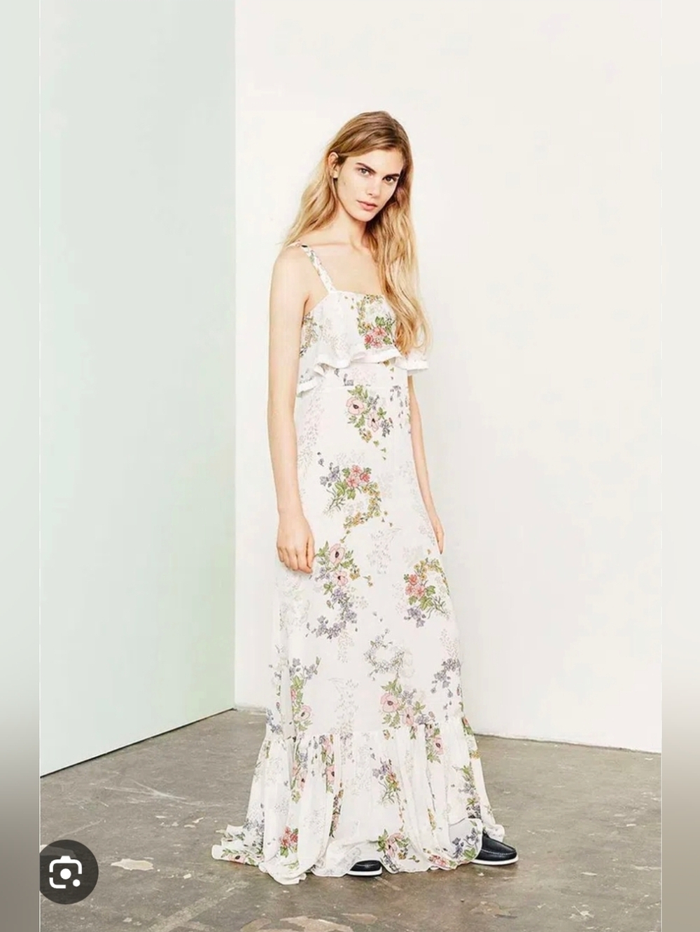 Topshop Unique Silk  Floral Tiered Maxi Dress Size 8 Boho Cottagecore Runway